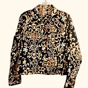 Chico’s Military Style Scroll Jacket Sm/Med